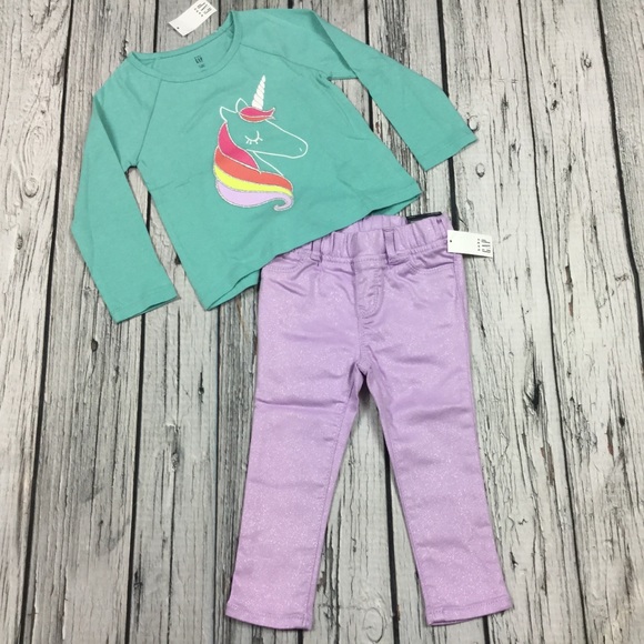 Gap Girls 12 18 24 2T Unicorn Outfit - Picture 1 of 7